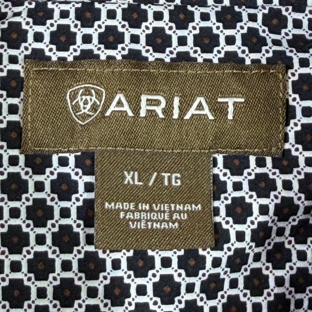 Ariat MeN XL Black Tan Long Sleeve Button Front Cowboy Rodeo Western Shirt - Picture 3 of 9